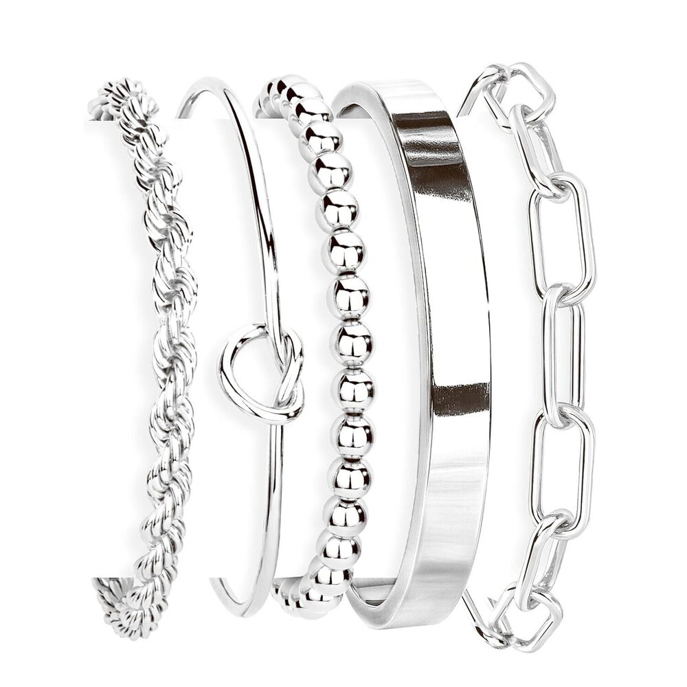 Silver Cuff Bracelets for Women,Dainty Silver Bangles Bracelets Set for